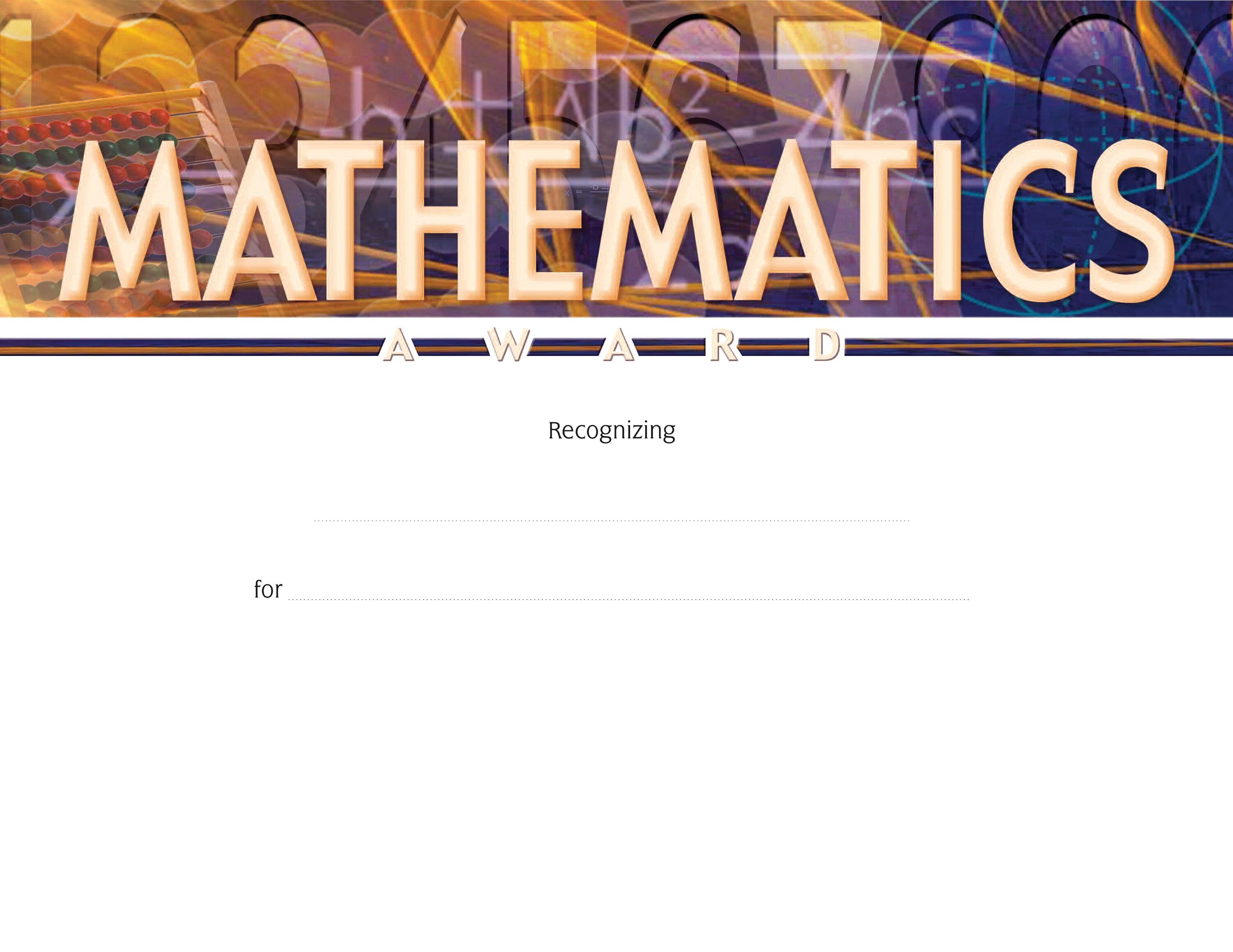 Achieve It! Mathematics Recognition Awards, Fill in the Blank, 11 x 8-1/2 Inches, Pack of 25, Item Number 2105088